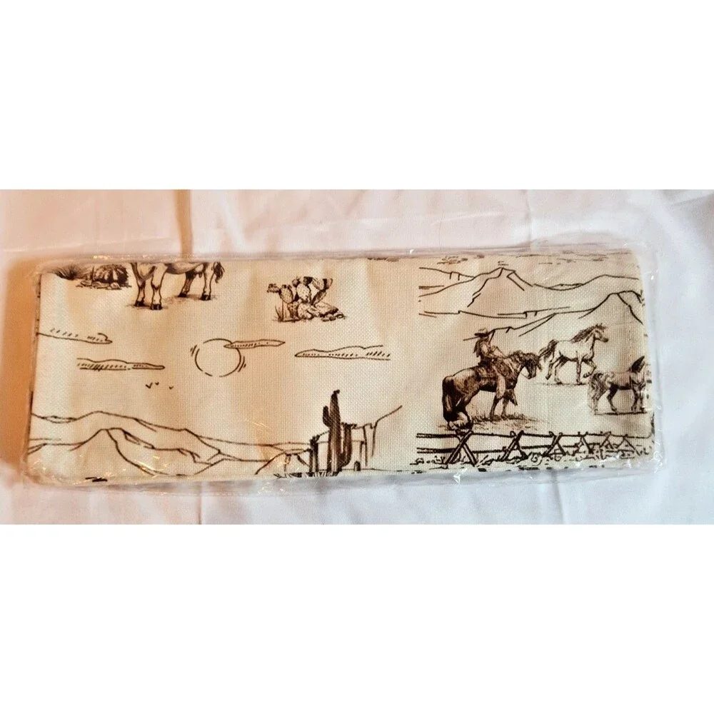 Western Cowboy Table Runner 13x72 Desert Horses Rustic Rodeo Decor New